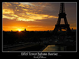 paris photography, eiffel tower deep orange sunrise