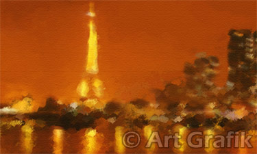 SEINE NIGHT REFLECTIONS, paris paintings, canvas, limited edition, france