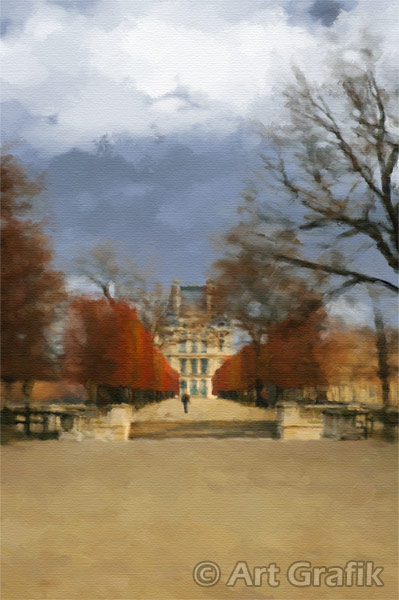 AUTUMN IN TUILERIES, art canvas, painting, limited edition, signed