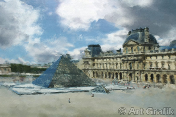 THE LOUVRE, art canvas, painting, limited edition, signed