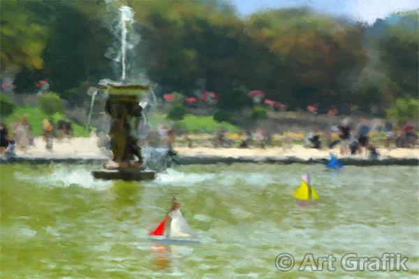 THE BOATING POND, art canvas, painting, limited edition, signed