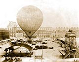 paris photos, Grand Balloon of Mr. Henry Giffard, 1878 - Birds-eye view of Balloon before ascent from Tuillerie Gardens, Paris