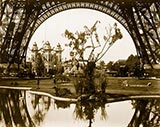 paris photos, Pavilion of Bolivia, seen through the base of the Eiffel Tower, Paris Exposition, 1889
