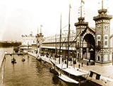 paris photos, Transatlantic Panorama Pavilion, the Palace of the French Navy and the Life-saving Apparatus and Navigation exhibitions, along Seine waterfront, Paris Exposition, 1889