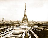 la tour eiffel 1900, paris, france, old photo