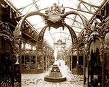 paris photos, Exhibits in the Palace of Diverse Industries, Paris Exposition, 1889. Sign above exhibits